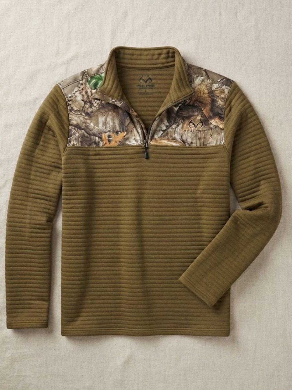Men Small Realtree Green Quarter-Zip Fleece Pullover Fall Layers